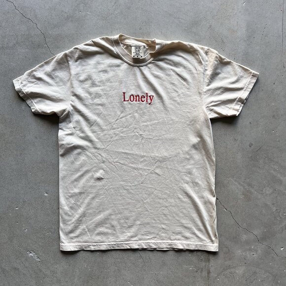 Lonely Tshirt Tan 100% Cotton Embroidered - Picture 3 of 3